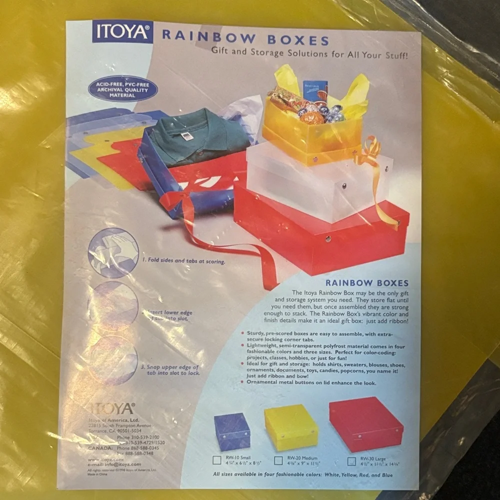 Bright Yellow Gift Storage Box 4 1/2” x 11” x 14 3/4”